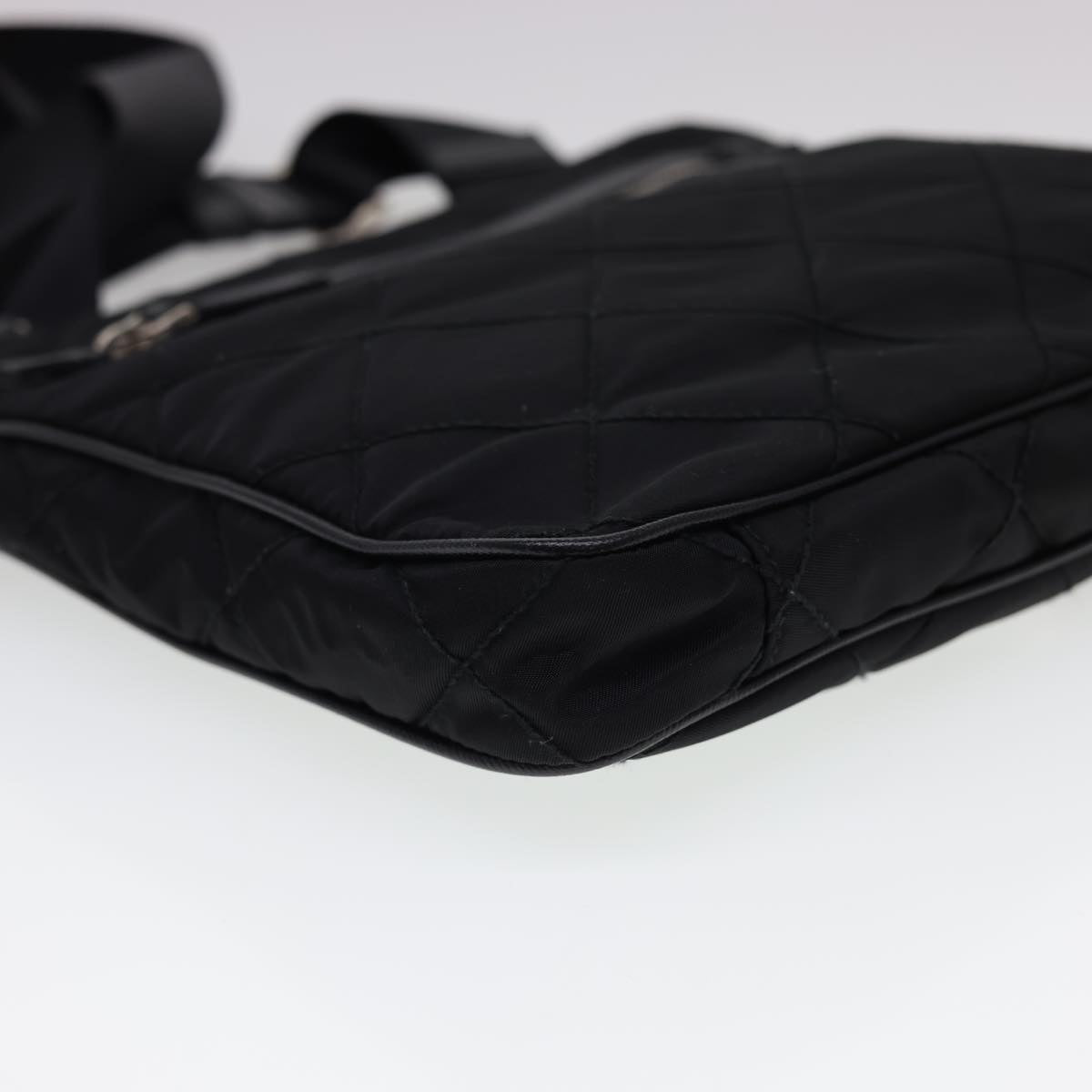 PRADA Quilted Shoulder Bag Nylon Black Auth yk6396