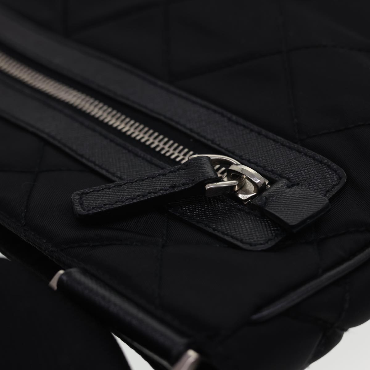 PRADA Quilted Shoulder Bag Nylon Black Auth yk6396