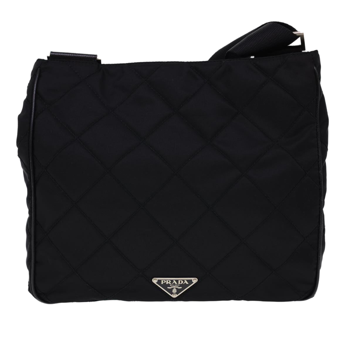 PRADA Quilted Shoulder Bag Nylon Black Auth yk6396