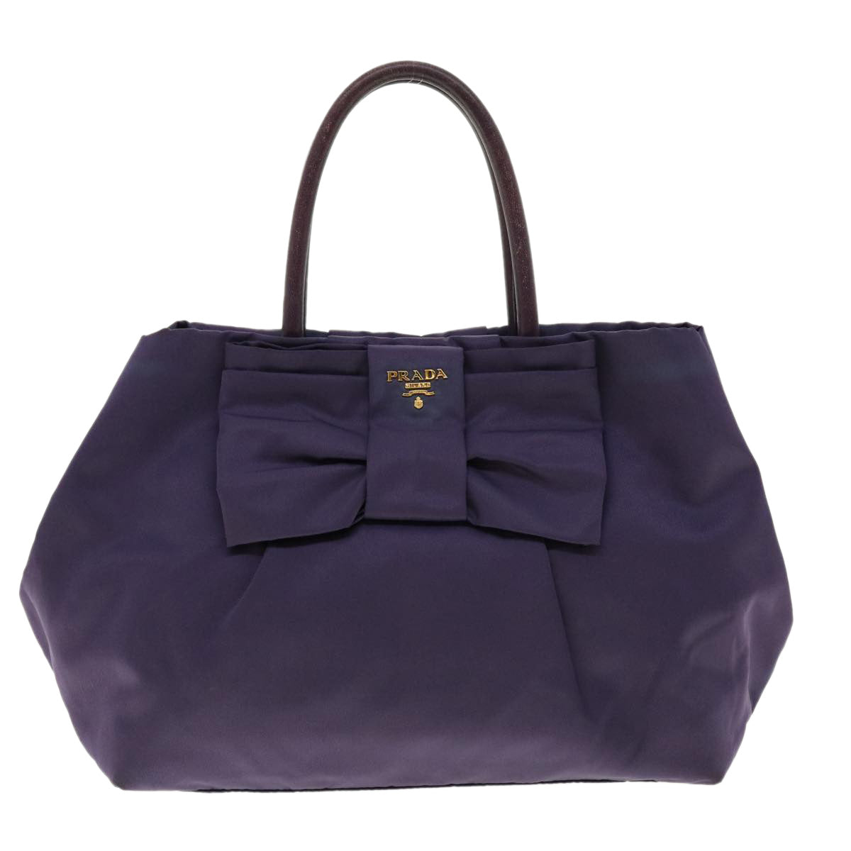 PRADA Ribbon Hand Bag Nylon Purple Auth yk6408