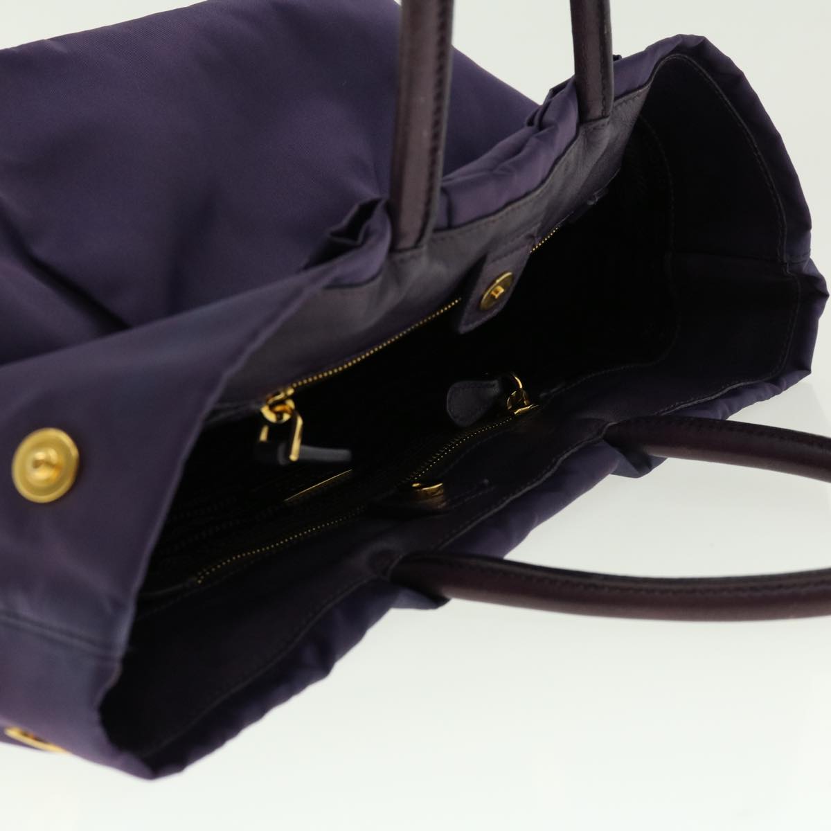 PRADA Ribbon Hand Bag Nylon Purple Auth yk6408