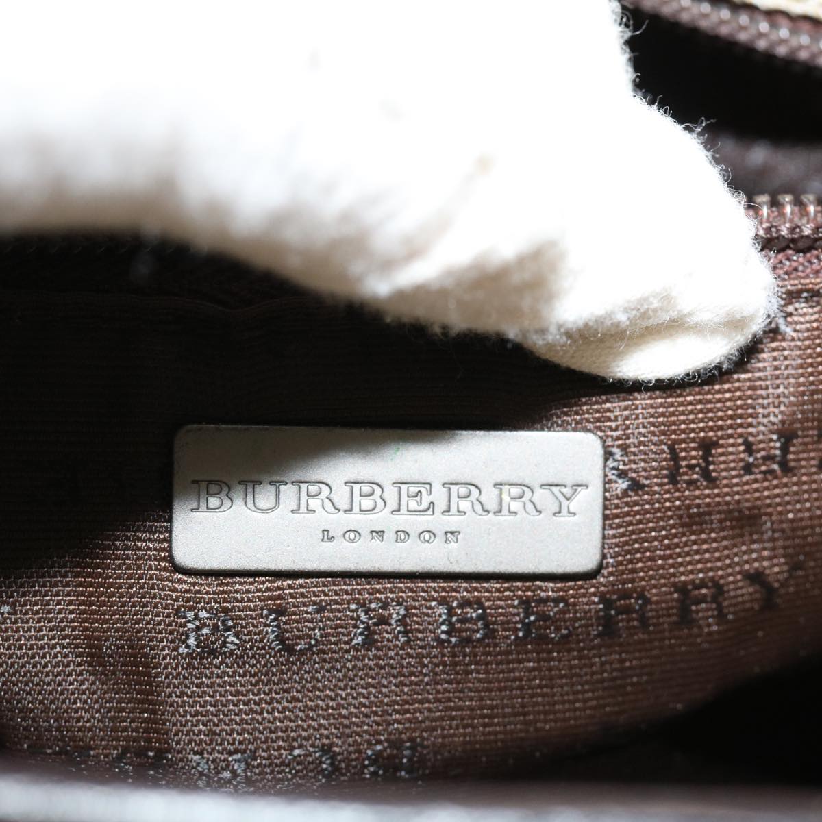 BURBERRY Nova Check Shoulder Bag Nylon Beige Auth yk6411