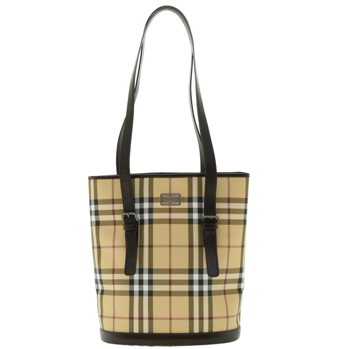 BURBERRY Nova Check Shoulder Bag Nylon Beige Auth yk6411