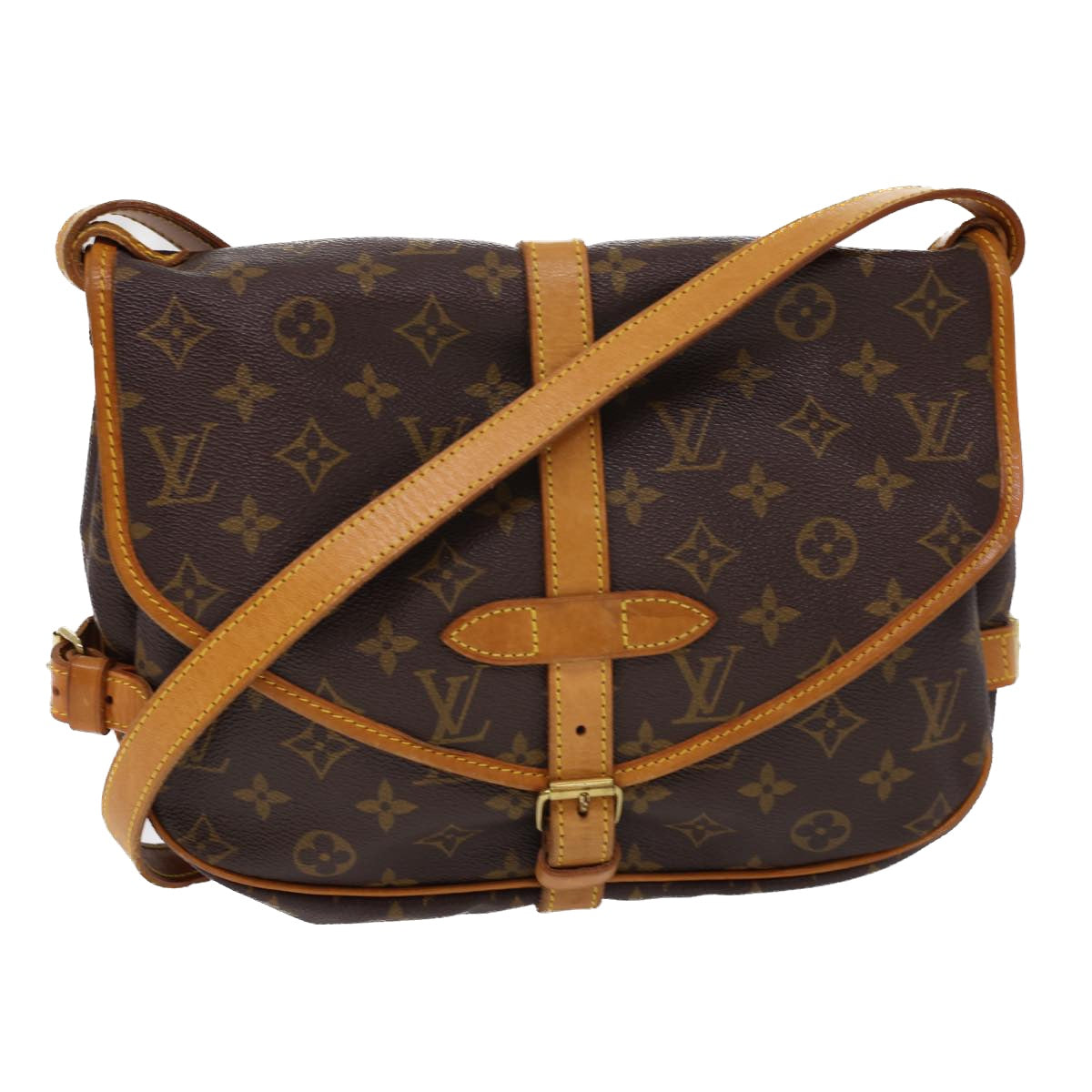 LOUIS VUITTON Monogram Saumur 30 Shoulder Bag M42256 LV Auth yk6438