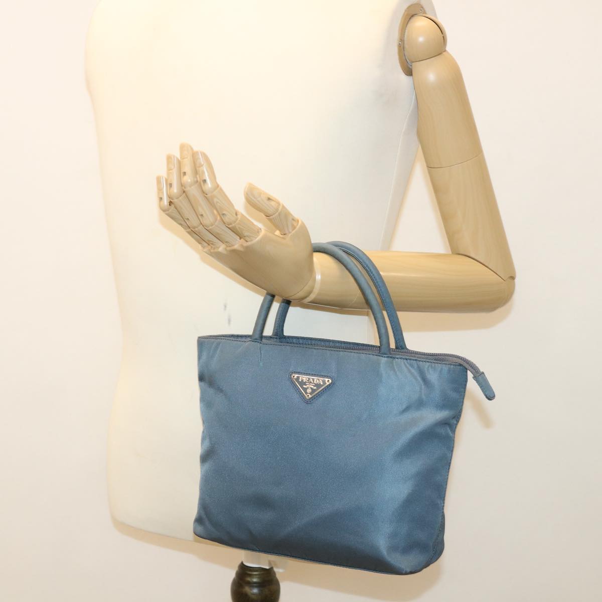 PRADA Hand Bag Nylon Blue Auth yk6445