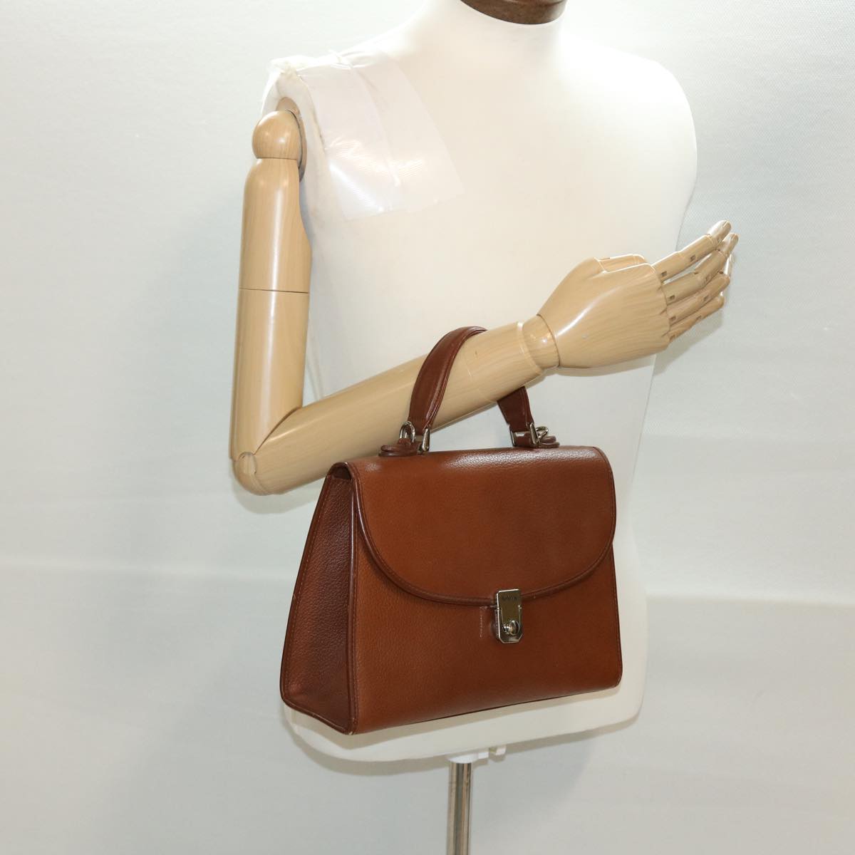 Burberrys Hand Bag Leather Brown Auth yk6450