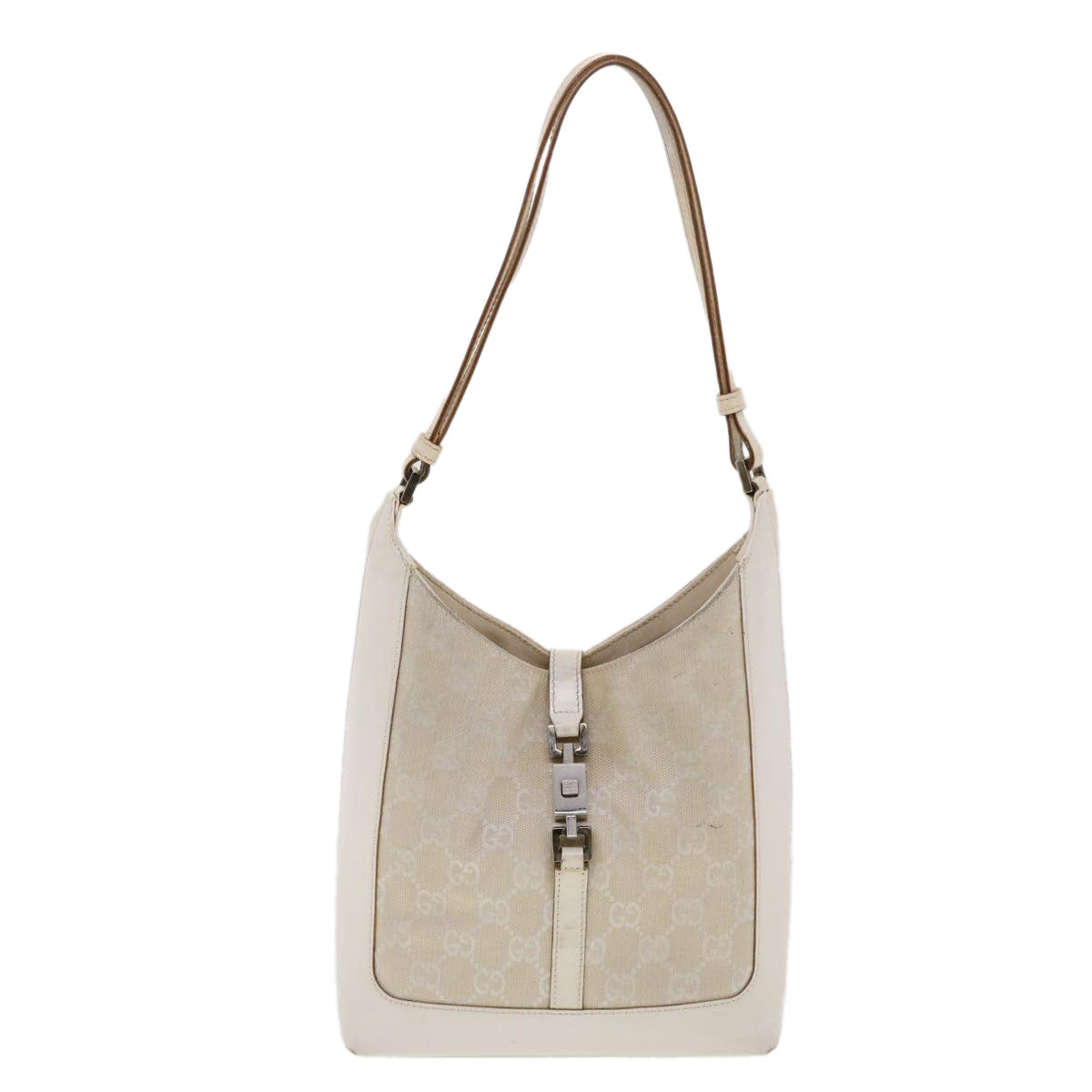 GUCCI GG Canvas Jackie Shoulder Bag Beige 001.3876 Auth yk6453