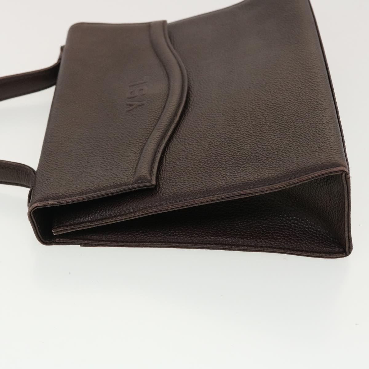 SAINT LAURENT Hand Bag Leather Brown Auth yk6458