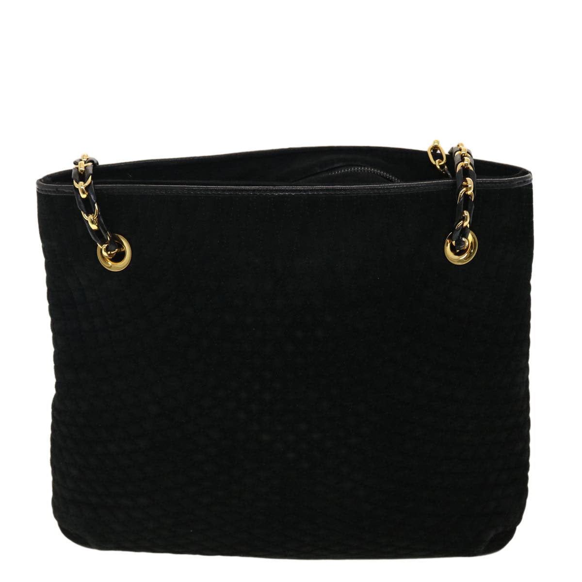 BALLY Quilted Chain Shoulder Bag Suede Black Auth yk6466 - 0