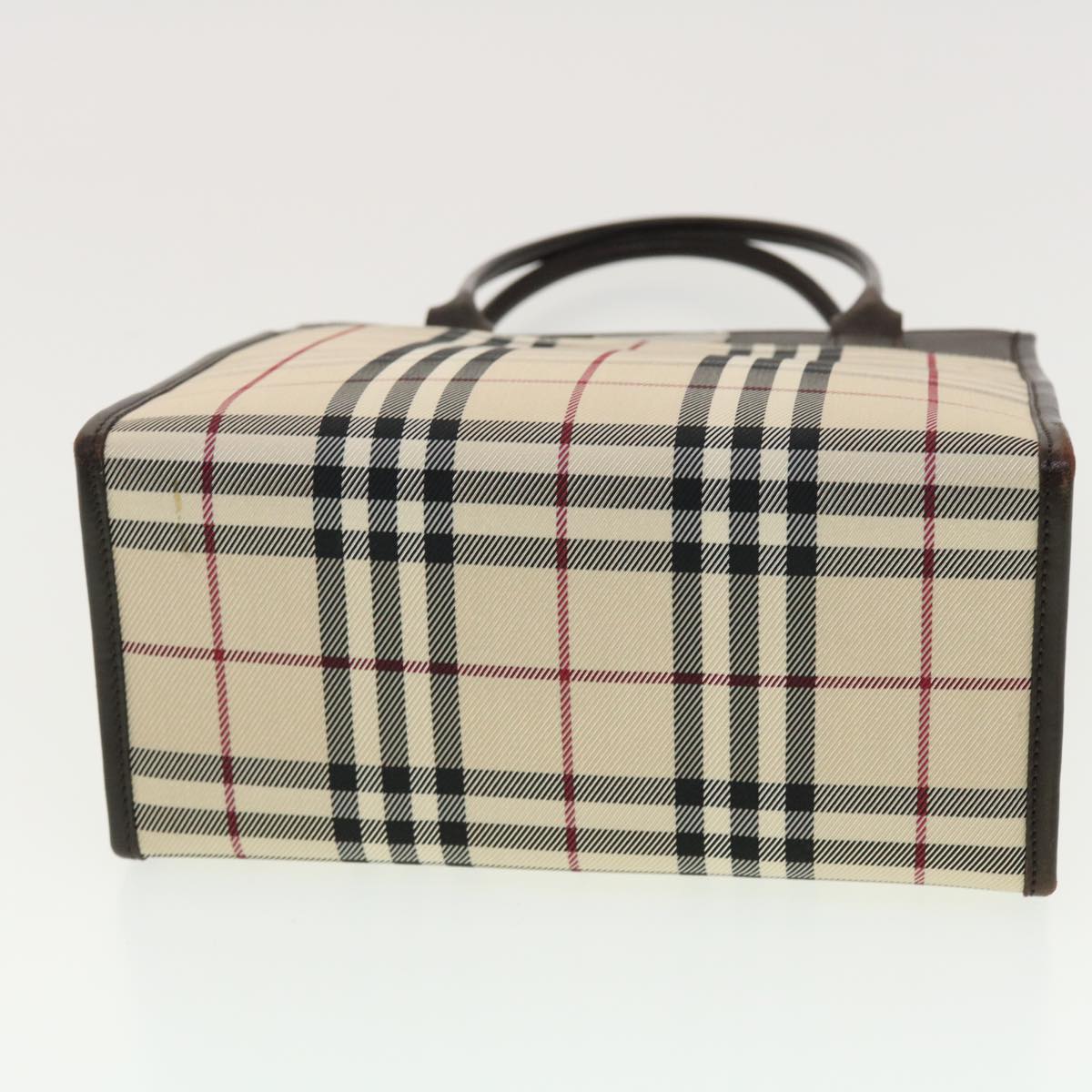 BURBERRY Nova Check Hand Bag Nylon Beige Auth yk6467