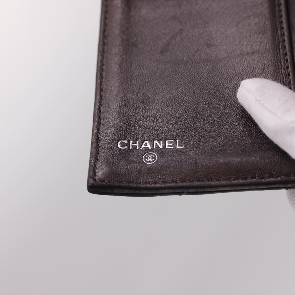 CHANEL Matelasse Long Wallet Lamb Skin Gray CC Auth yk6470