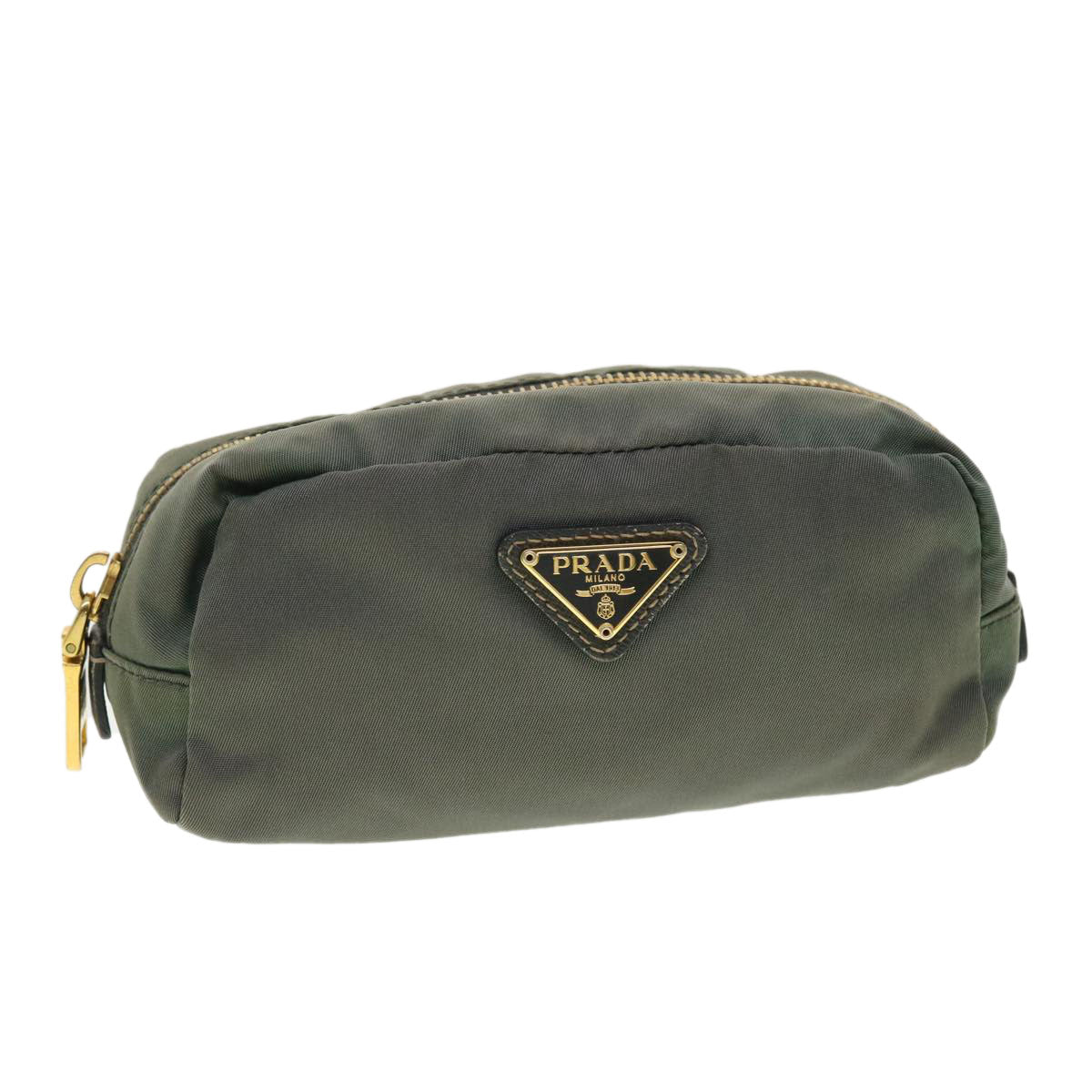 PRADA Pouch Nylon Gray Auth yk6489