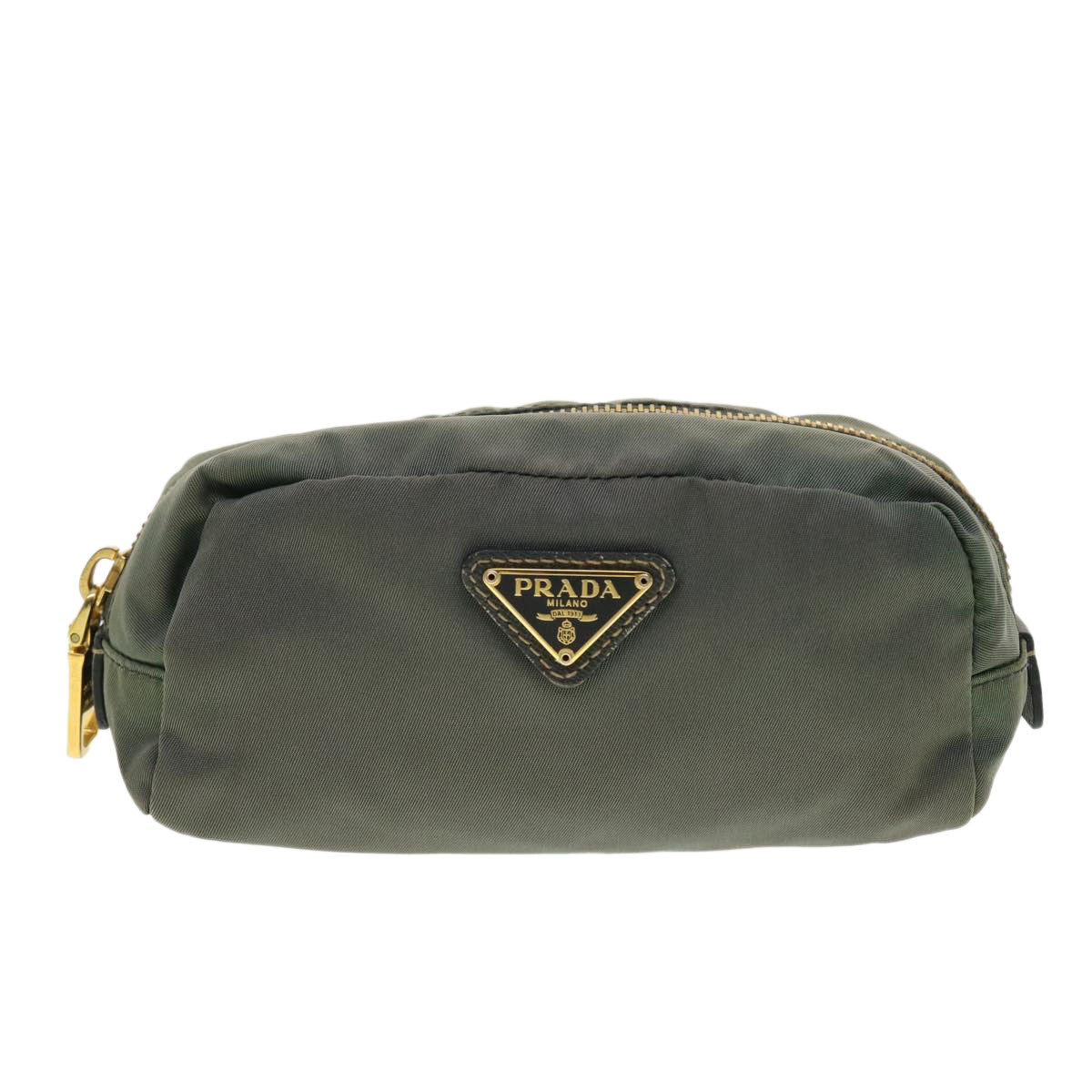 PRADA Pouch Nylon Gray Auth yk6489