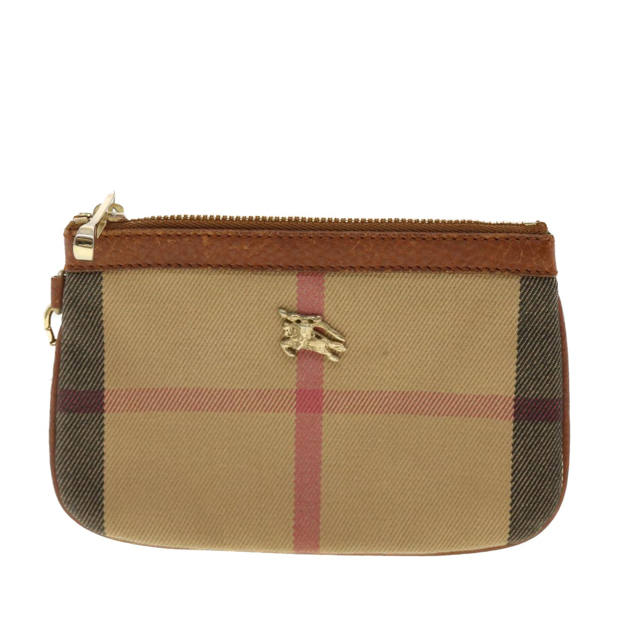 BURBERRY Nova Check Pouch Nylon Beige ITPELCRM9SCA Auth yk6494