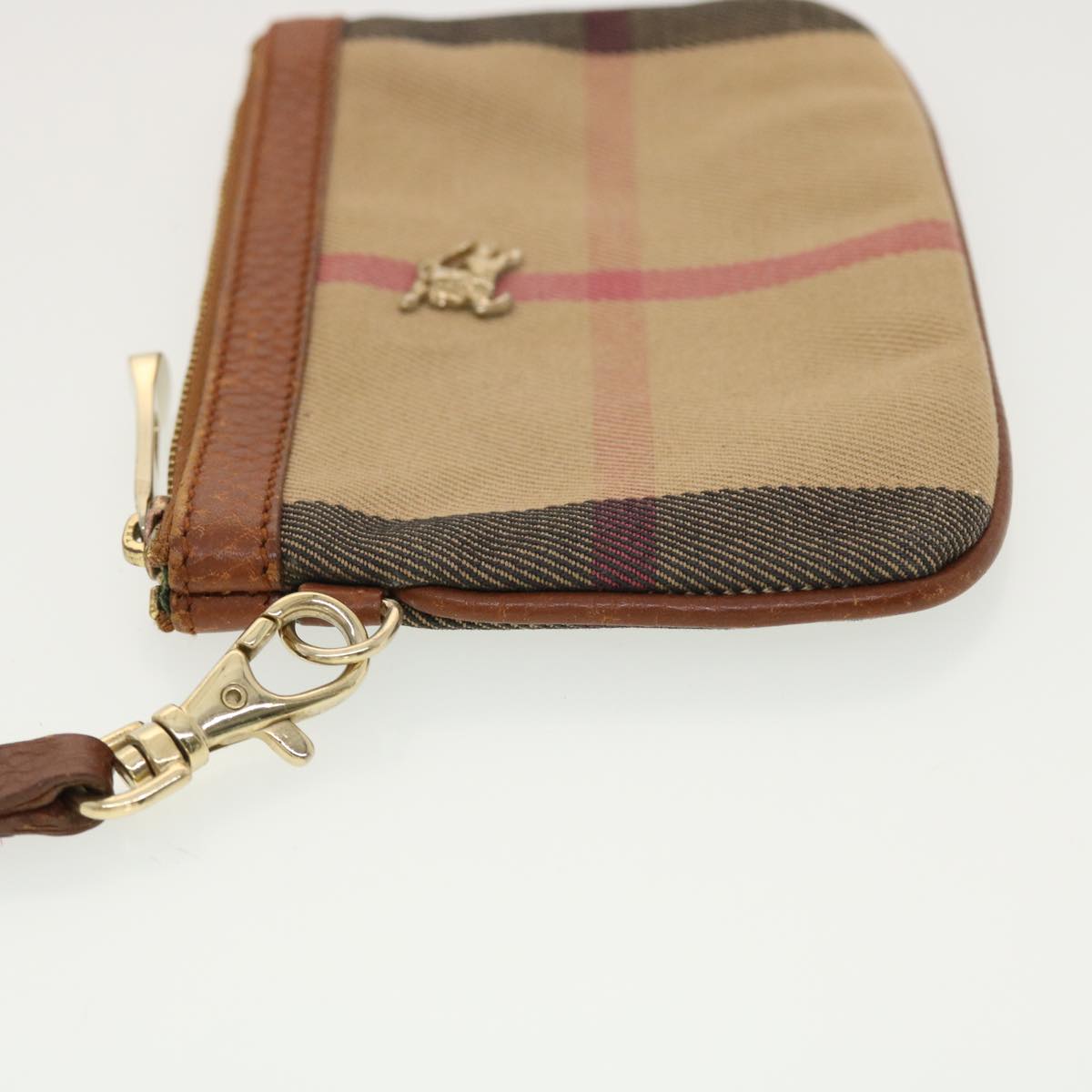 BURBERRY Nova Check Pouch Nylon Beige ITPELCRM9SCA Auth yk6494