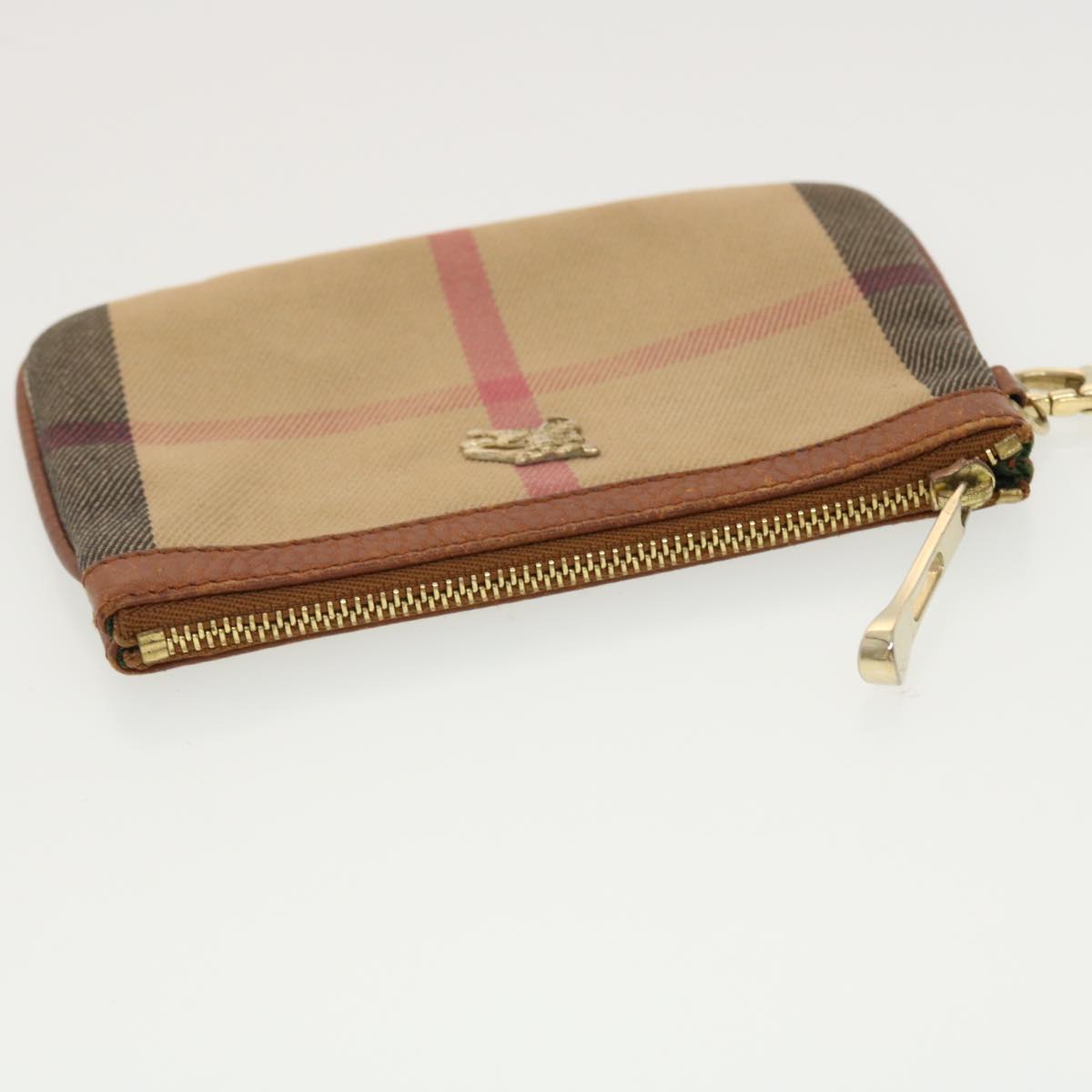 BURBERRY Nova Check Pouch Nylon Beige ITPELCRM9SCA Auth yk6494