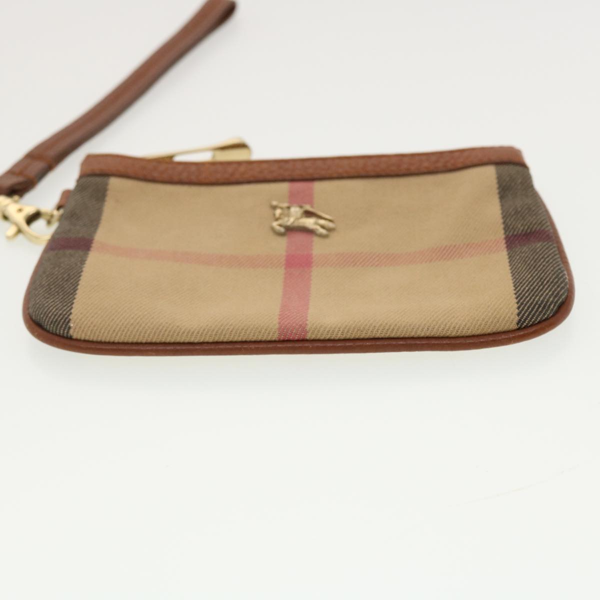 BURBERRY Nova Check Pouch Nylon Beige ITPELCRM9SCA Auth yk6494