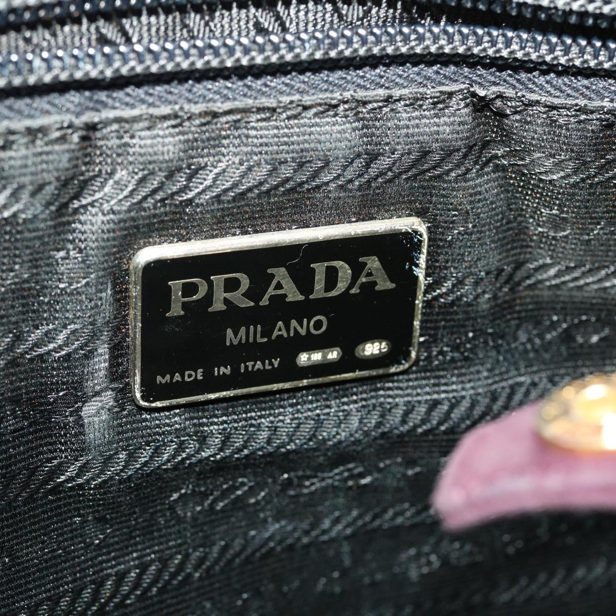 PRADA Quilted Chain Shoulder Bag Suede Purple Auth yk6500