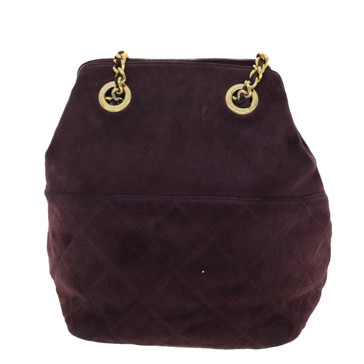 PRADA Quilted Chain Shoulder Bag Suede Purple Auth yk6500