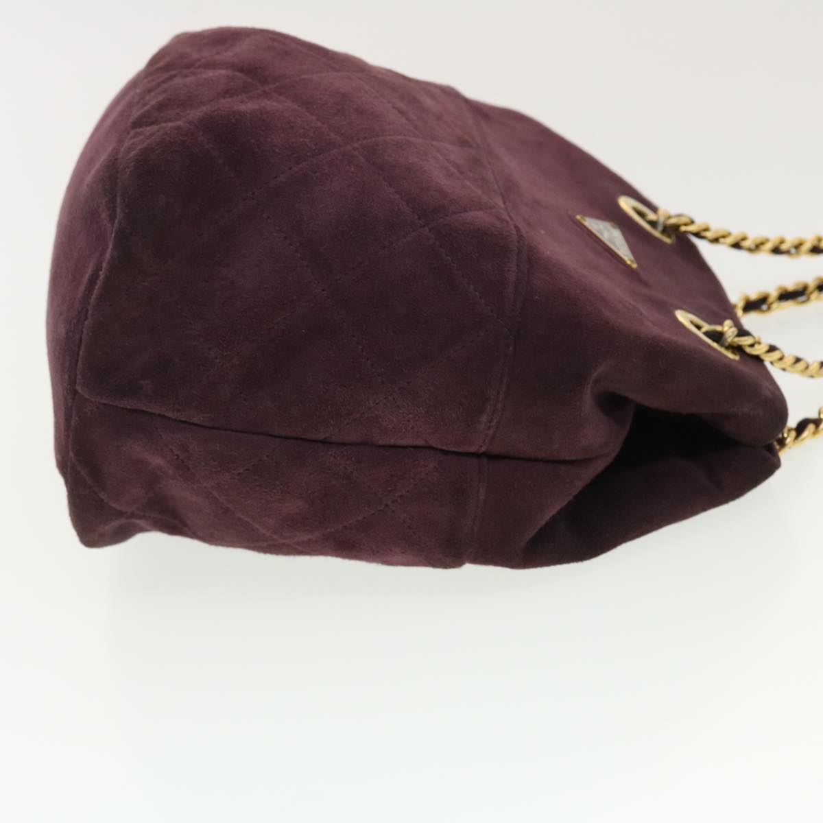 PRADA Quilted Chain Shoulder Bag Suede Purple Auth yk6500