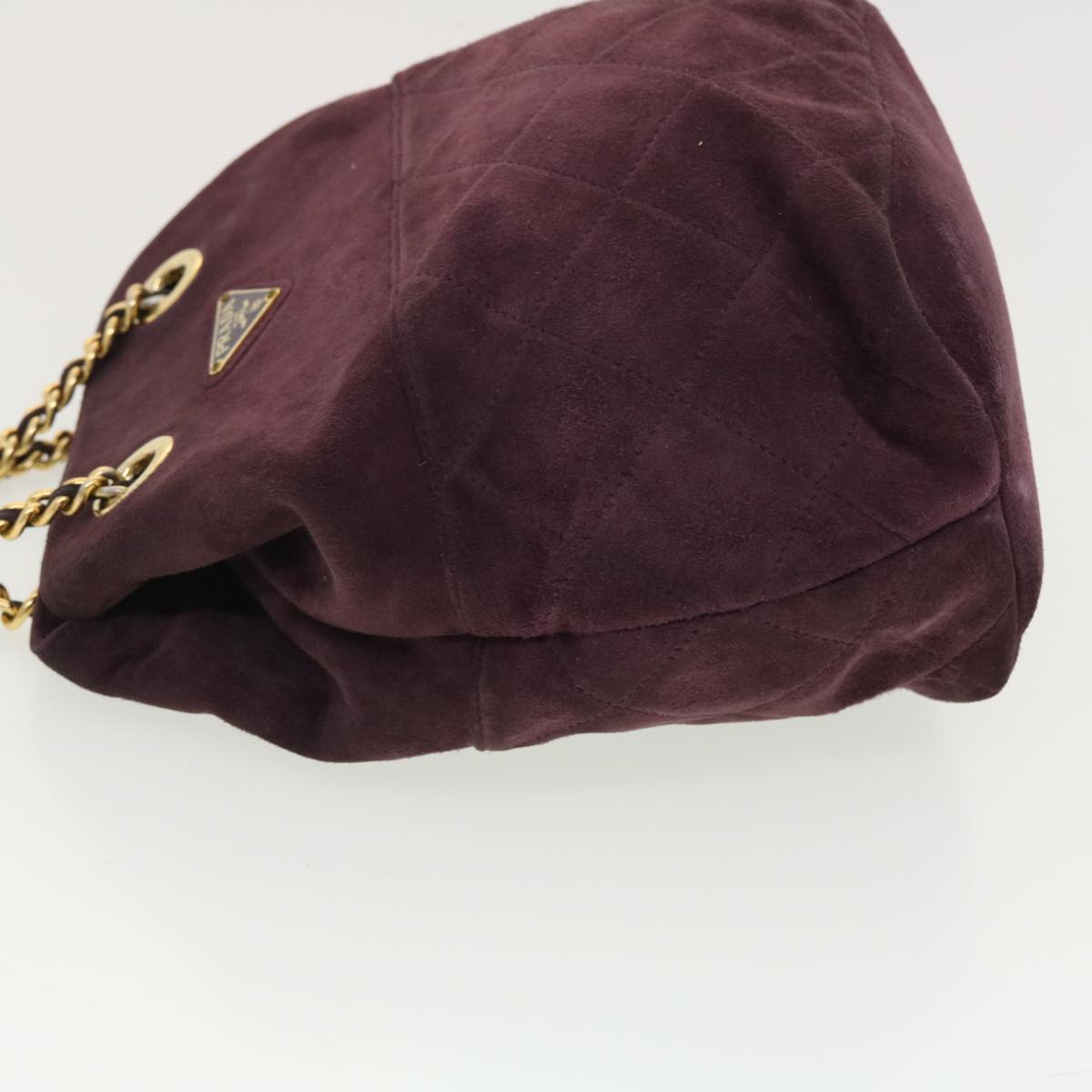 PRADA Quilted Chain Shoulder Bag Suede Purple Auth yk6500