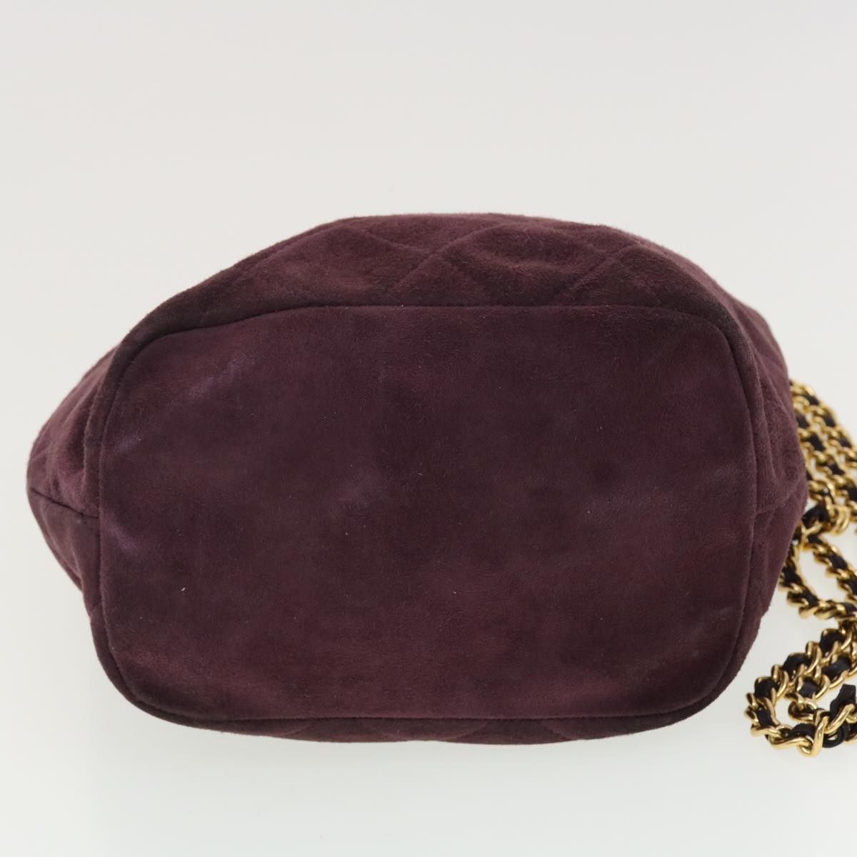 PRADA Quilted Chain Shoulder Bag Suede Purple Auth yk6500