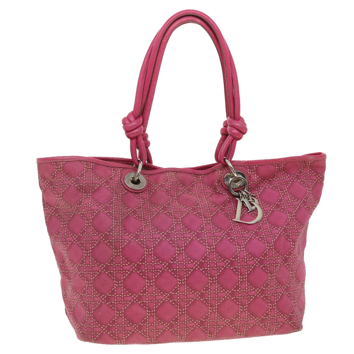 Christian Dior Canage Panareare Tote Tote Bag Coated Canvas Pink Auth yk6501