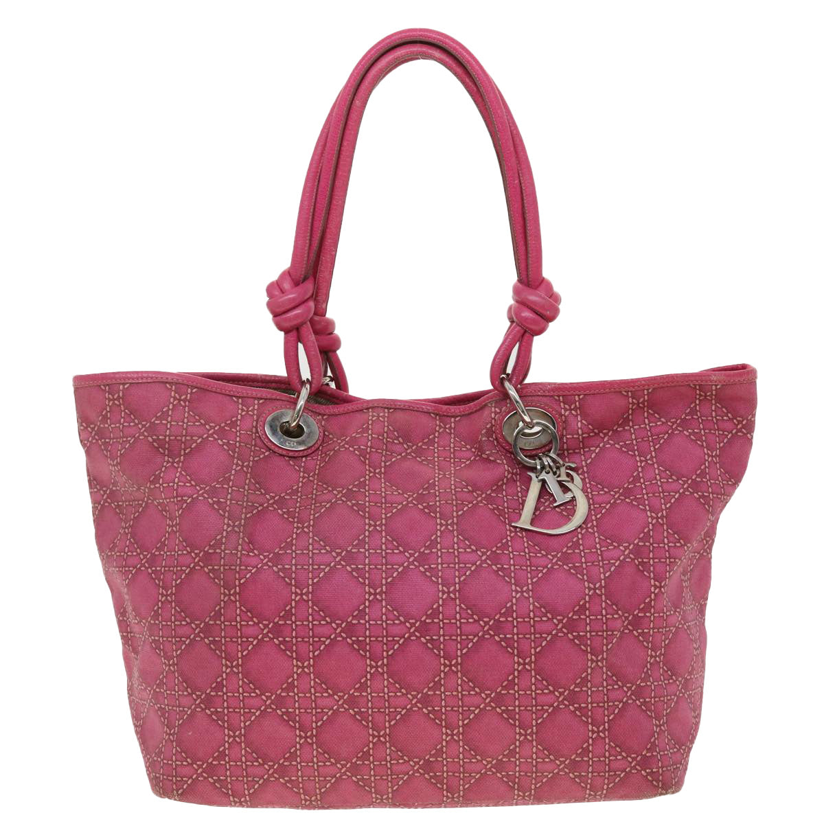 Christian Dior Canage Panareare Tote Tote Bag Coated Canvas Pink Auth yk6501