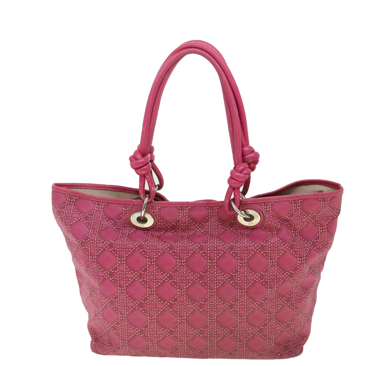 Christian Dior Canage Panareare Tote Tote Bag Coated Canvas Pink Auth yk6501 - 0