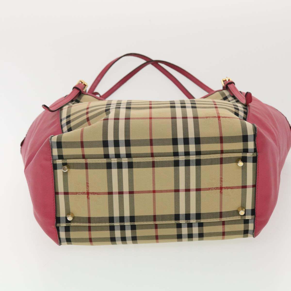 BURBERRY Nova Check Shoulder Bag Nylon Beige Auth yk6502