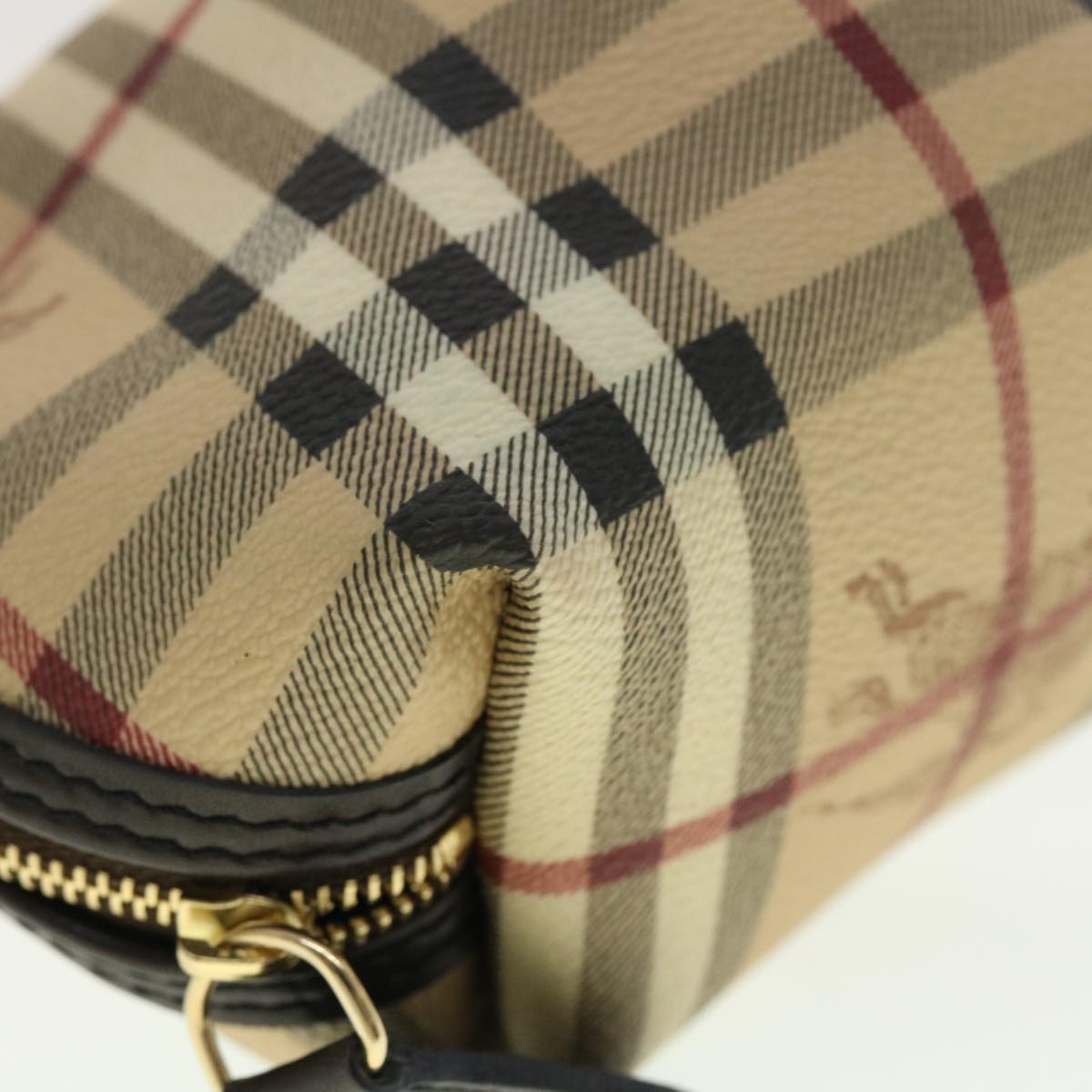 BURBERRY Nova Check Pouch PVC Leather Beige Black Red Auth yk6509