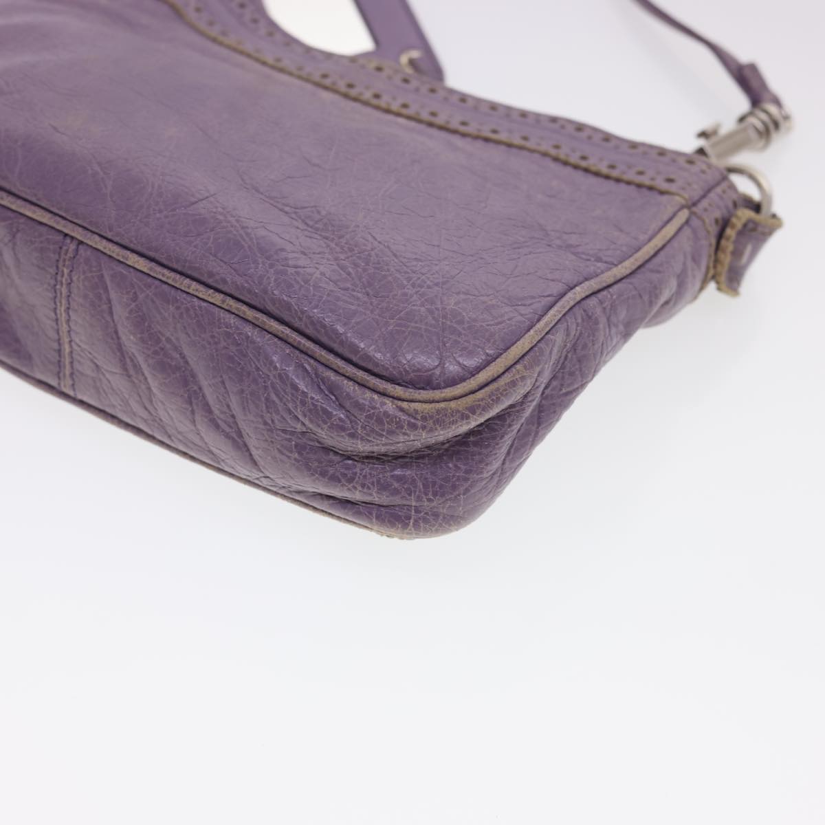 BALENCIAGA The Hip Shoulder Bag Leather Purple Auth yk6512