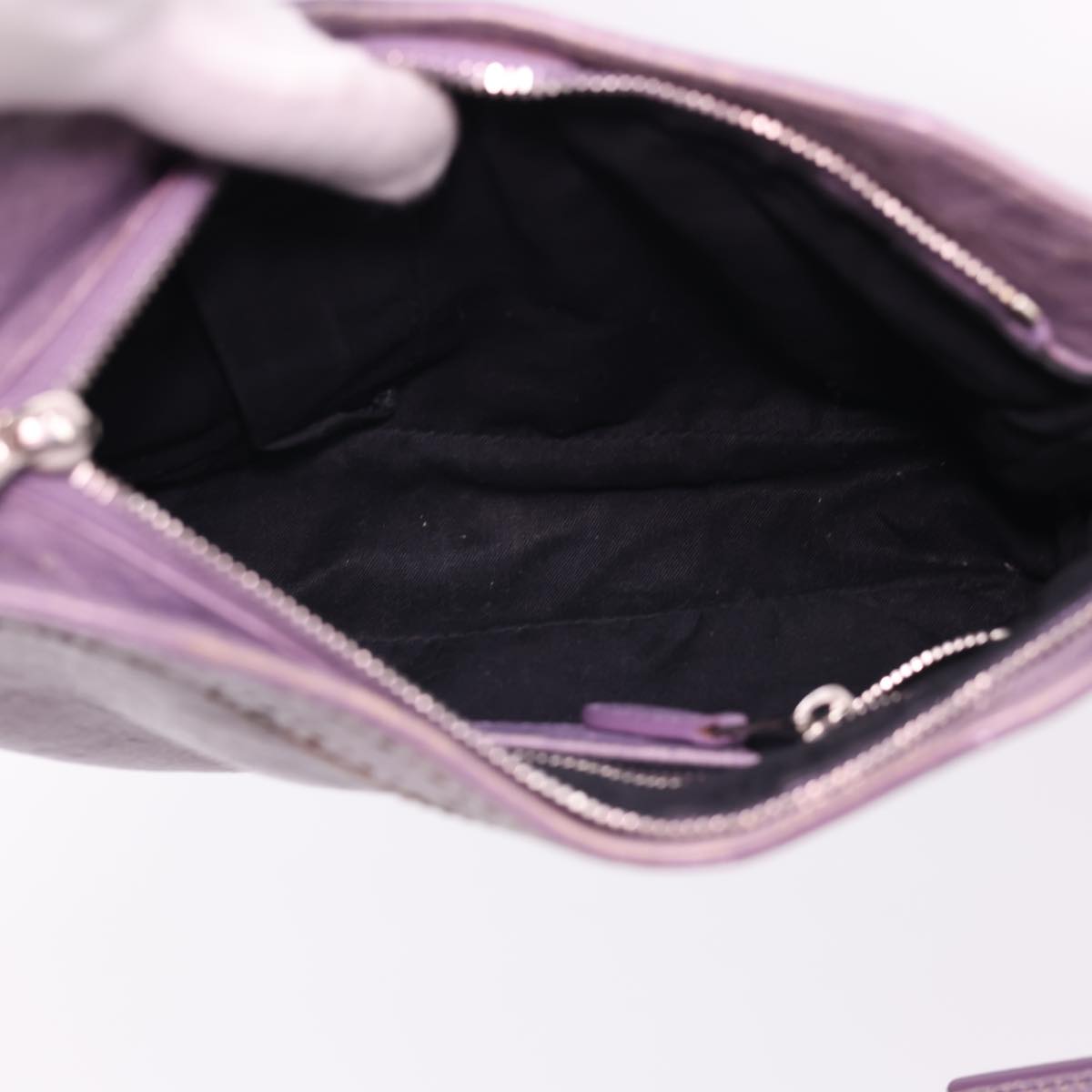 BALENCIAGA The Hip Shoulder Bag Leather Purple Auth yk6512