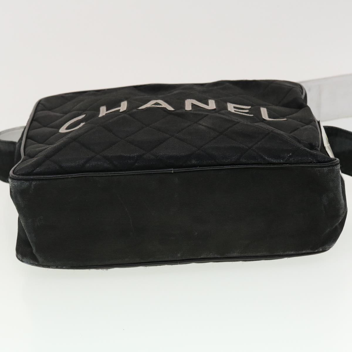 CHANEL Sports Matelasse Shoulder Bag Canvas Black White CC Auth yk6515