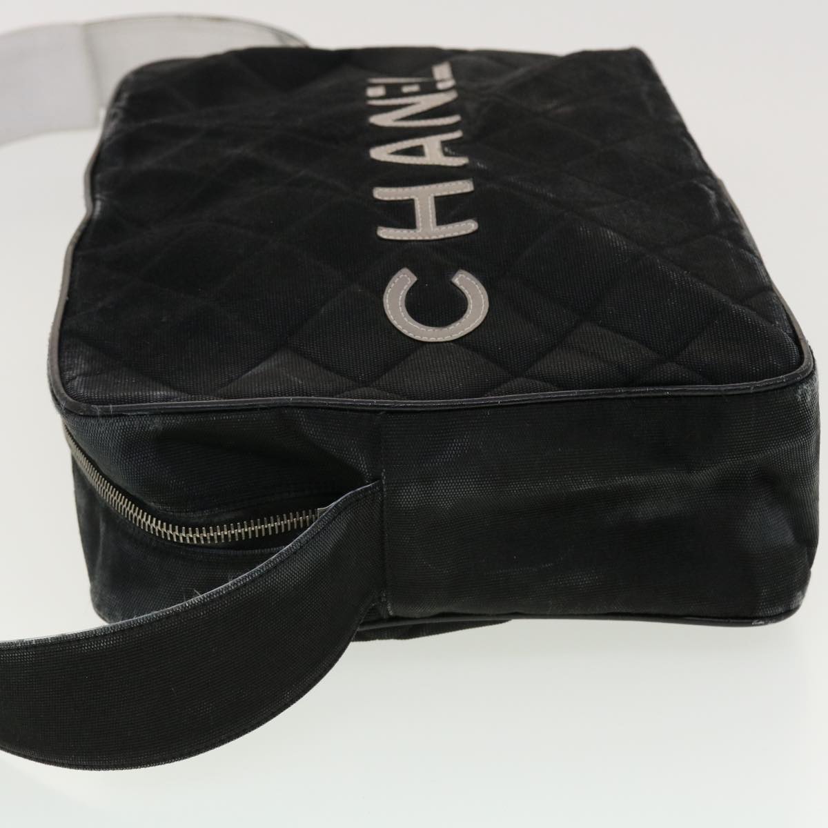 CHANEL Sports Matelasse Shoulder Bag Canvas Black White CC Auth yk6515