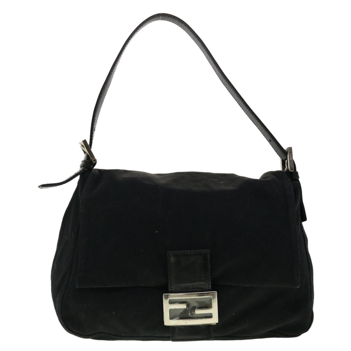 FENDI Mamma Baguette Shoulder Bag Nylon Black Auth yk6524