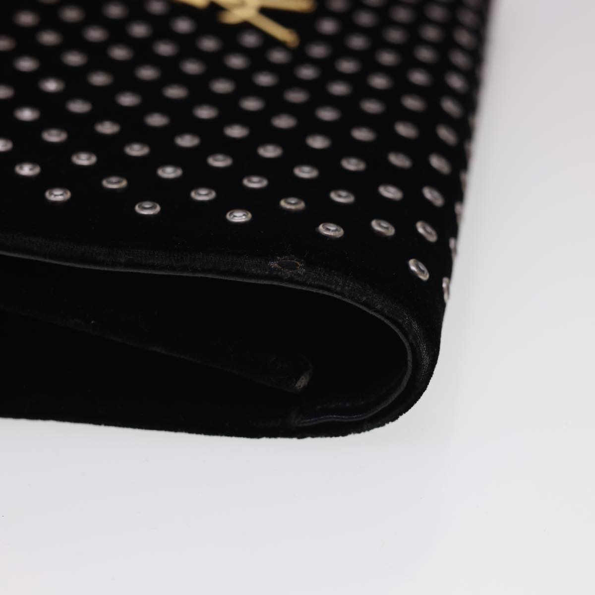 SAINT LAURENT Clutch Bag Velor Black Auth yk6544