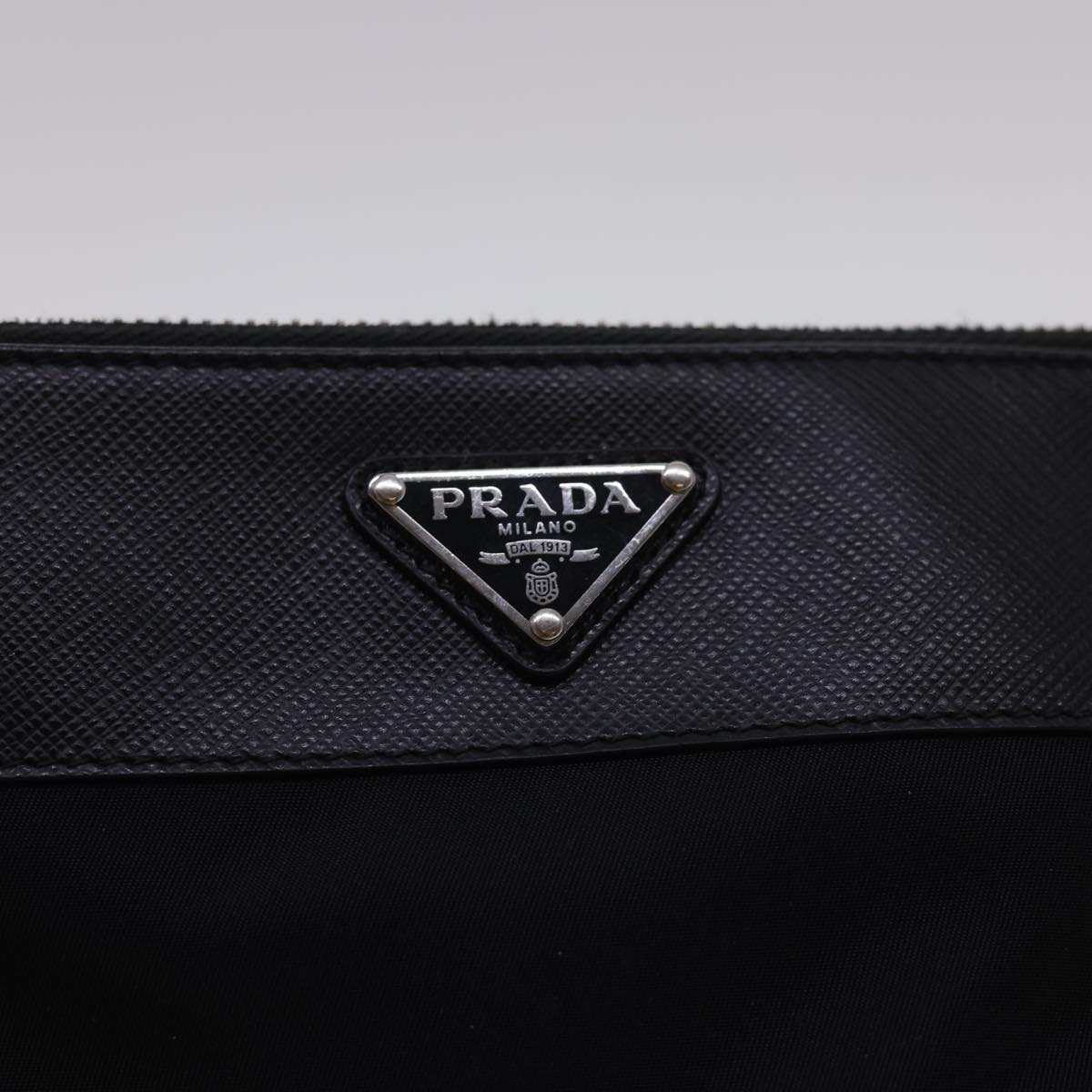 PRADA Pouch Nylon Leather Black Auth yk6556