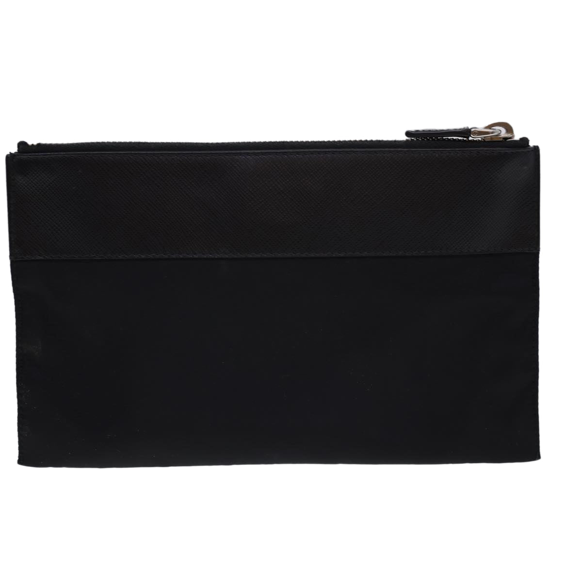 PRADA Pouch Nylon Leather Black Auth yk6556