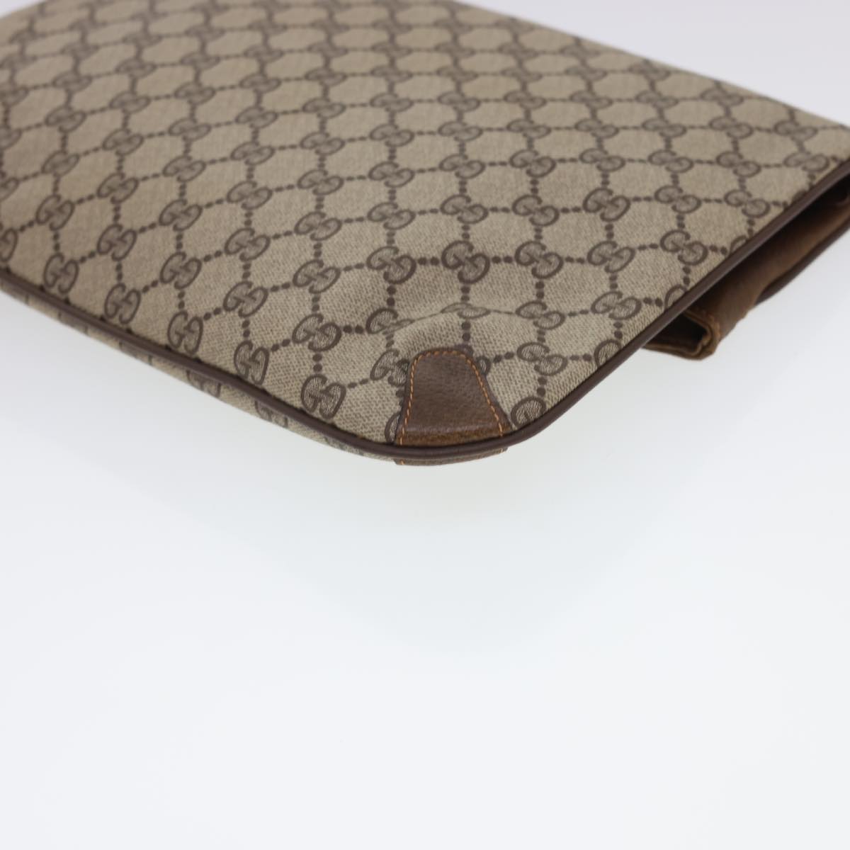 GUCCI GG Canvas Clutch Bag PVC Leather Beige Brown Auth yk6557