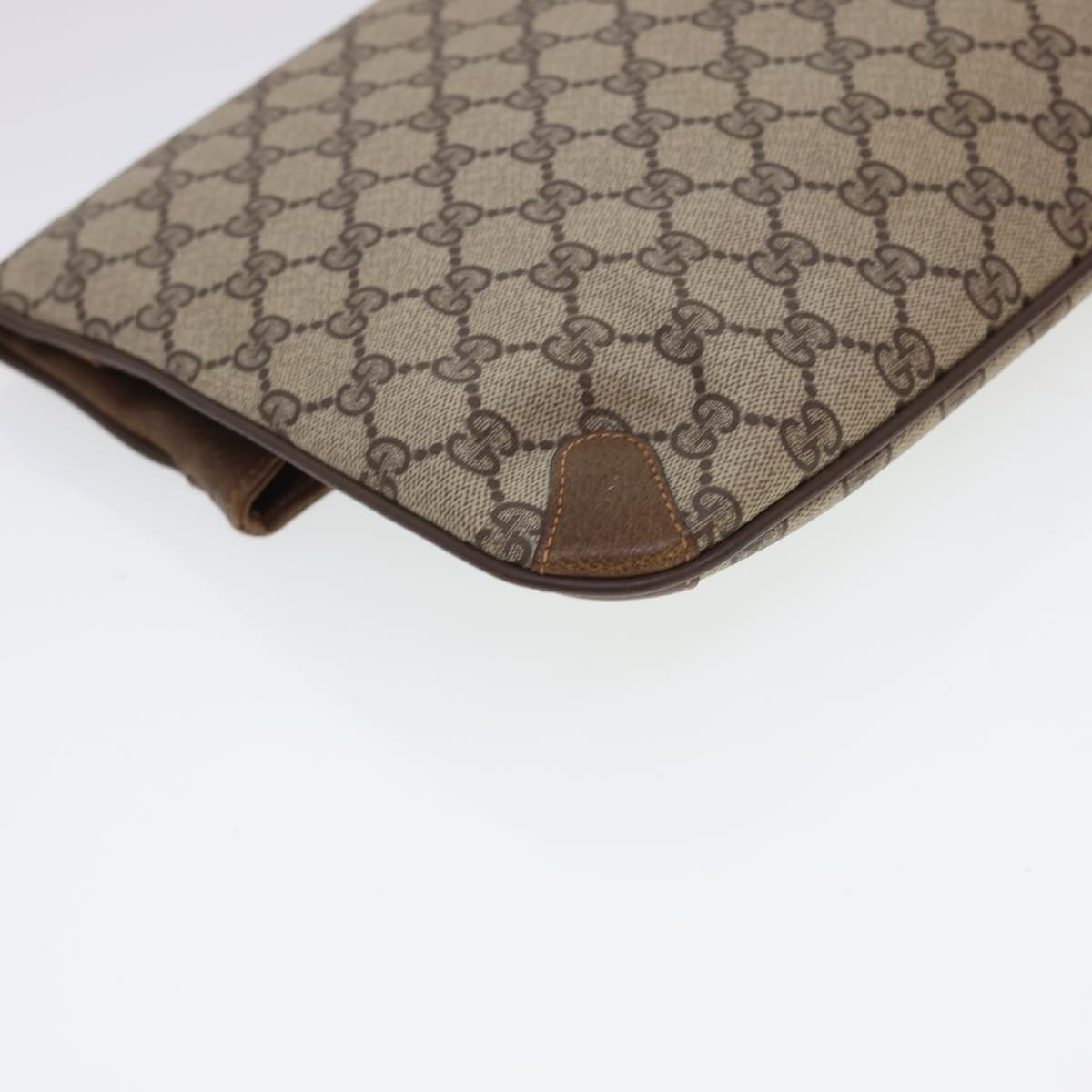 GUCCI GG Canvas Clutch Bag PVC Leather Beige Brown Auth yk6557