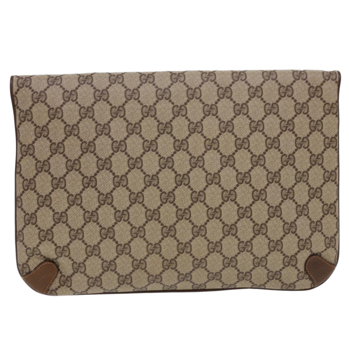 GUCCI GG Canvas Clutch Bag PVC Leather Beige Brown Auth yk6557 - 0