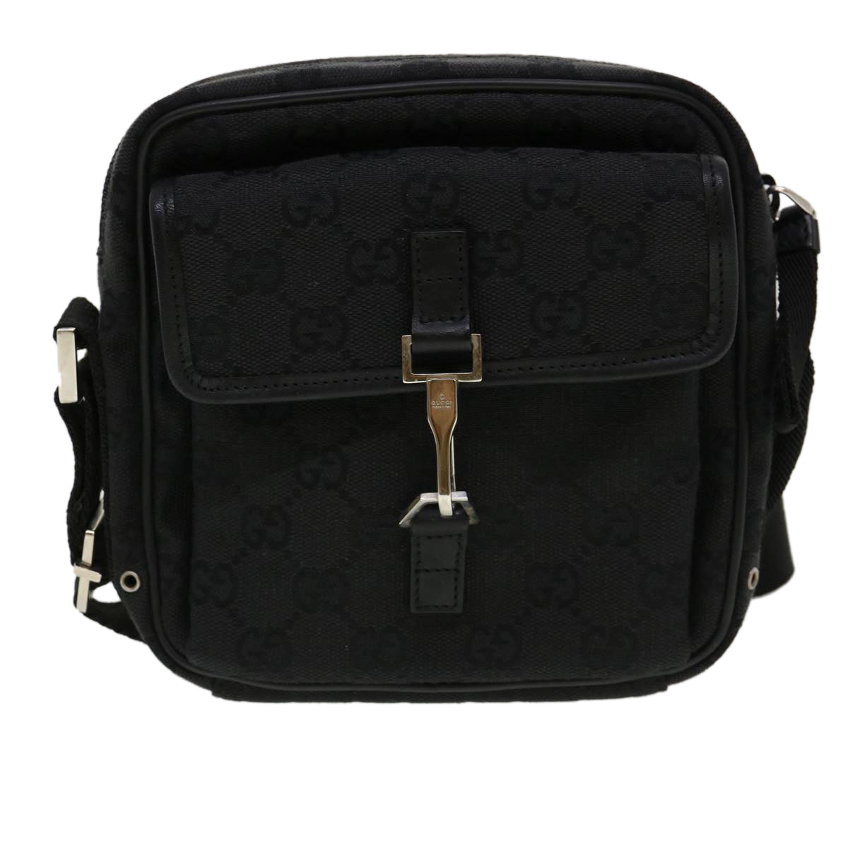 GUCCI GG Canvas Jackie Shoulder Bag Black 90470 Auth yk6565