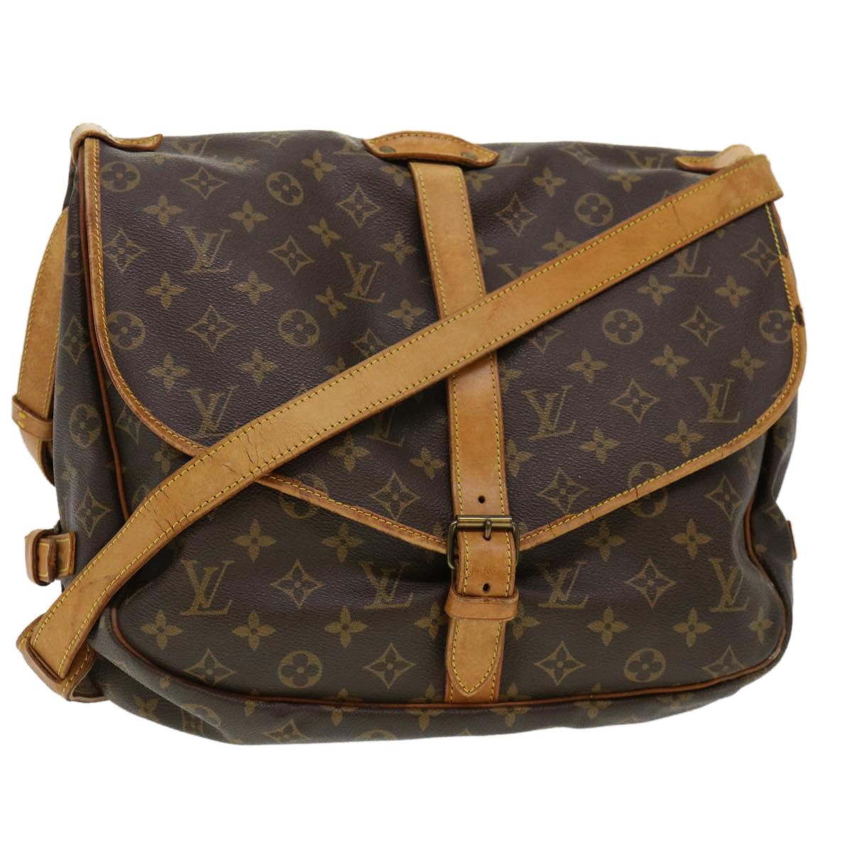 LOUIS VUITTON Monogram Saumur 35 Shoulder Bag M42254 LV Auth yk6586