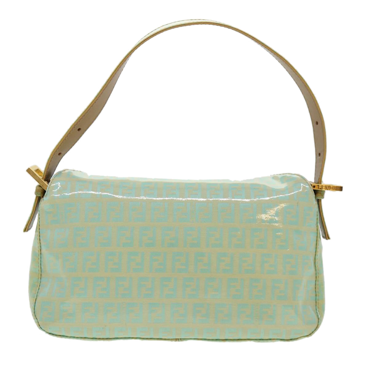 FENDI Zucchino Mamma Baguette Shoulder Bag Coated Canvas Light Blue Auth yk6594B - 0