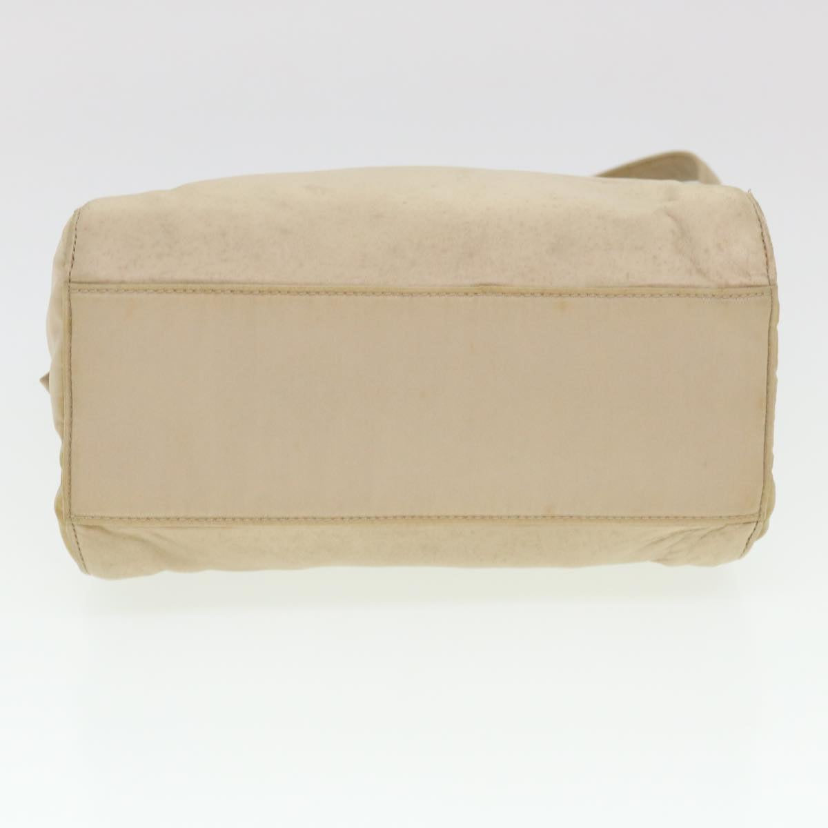 PRADA Chain Shoulder Bag Leather Nylon Beige Auth yk6603