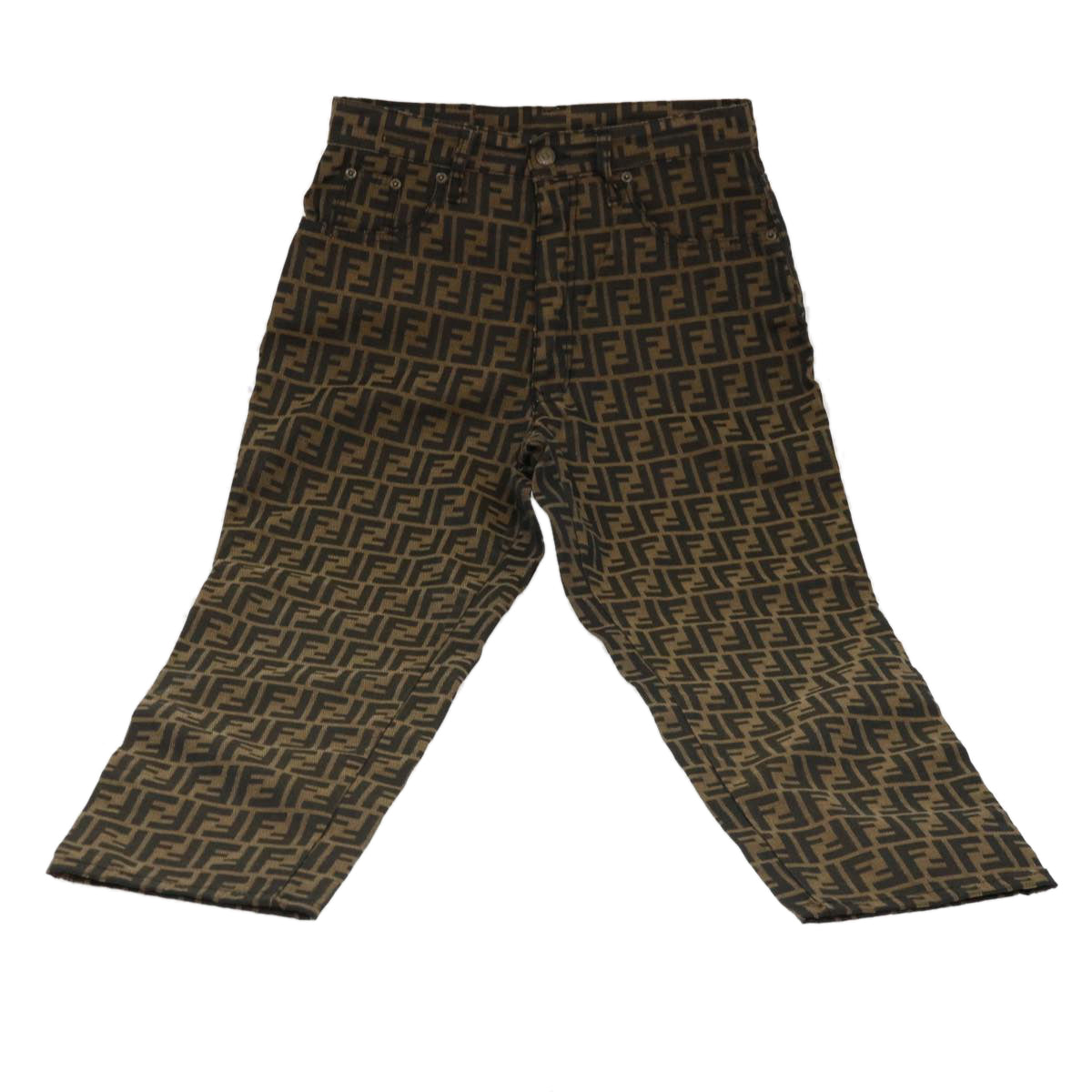 FENDI Zucca Canvas Pants Polyester Cotton X6 Black Brown Auth yk6611 - 0
