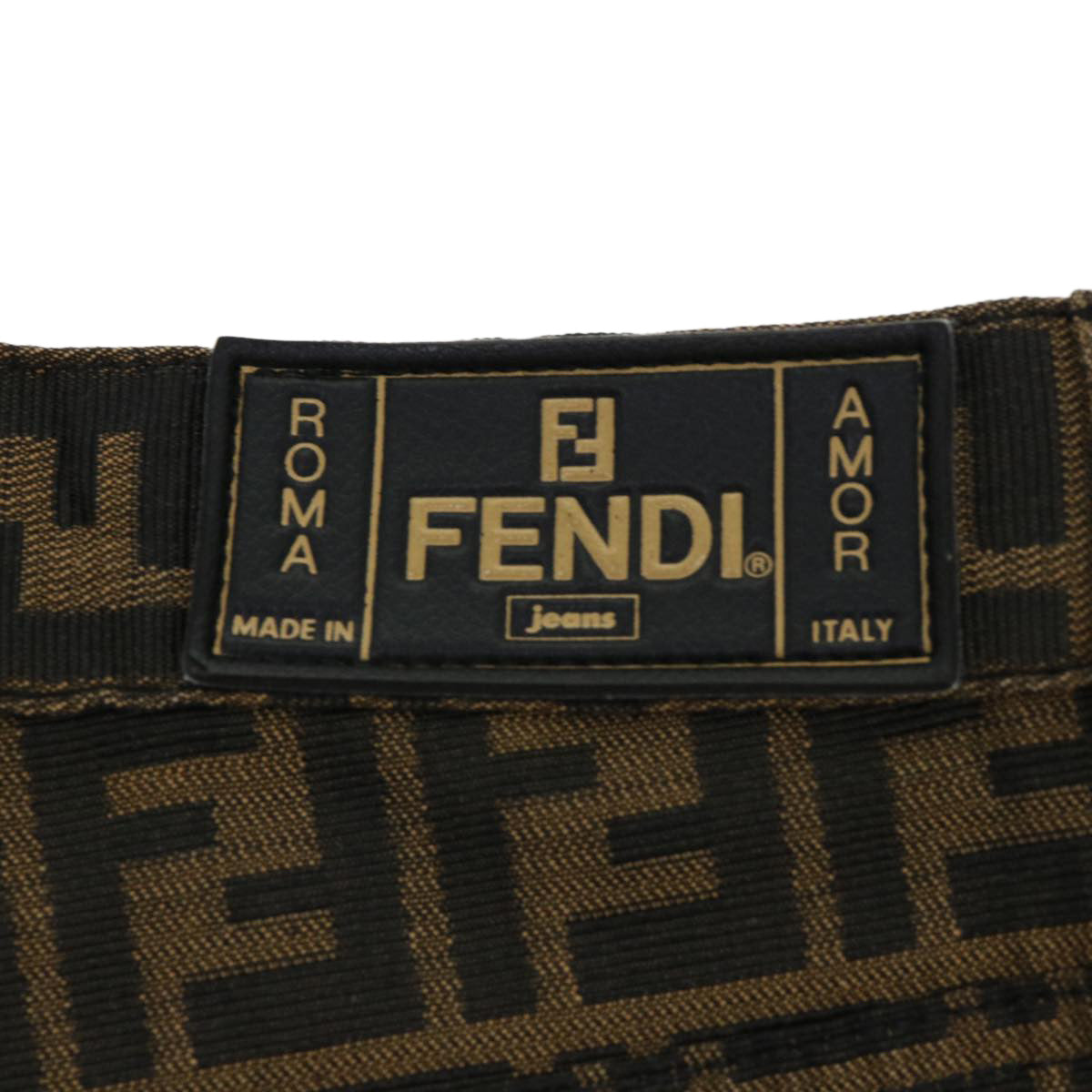 FENDI Zucca Canvas Pants Polyester Cotton X6 Black Brown Auth yk6611