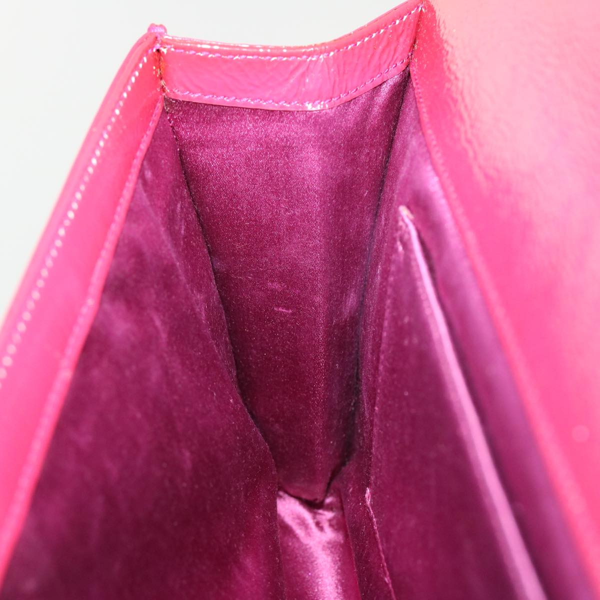 SAINT LAURENT Clutch Bag Patent Leather Red Purple Auth yk6626