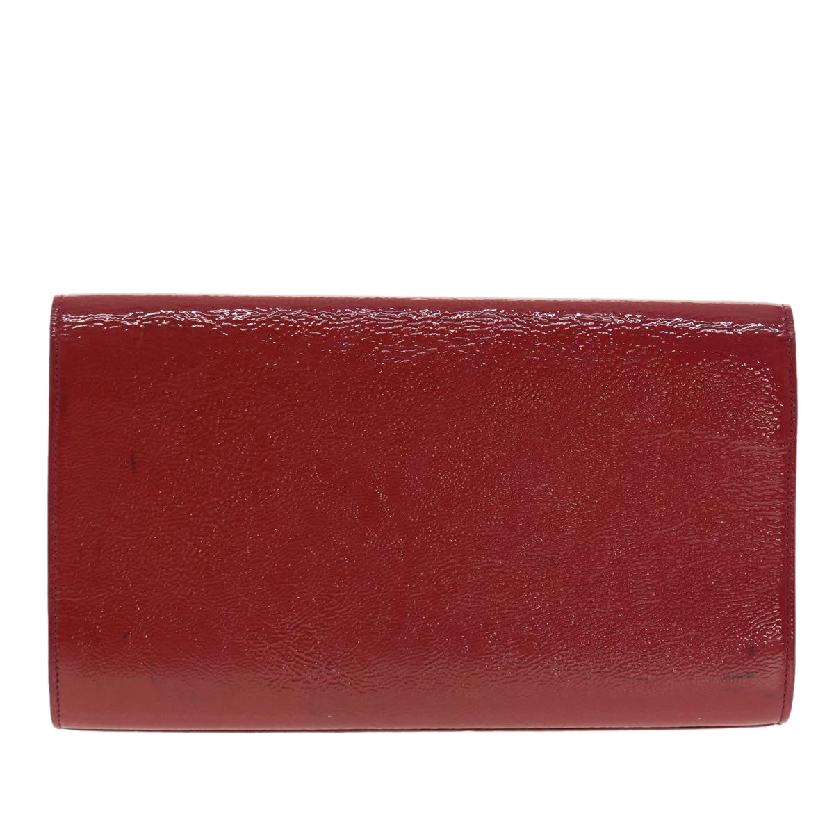 SAINT LAURENT Clutch Bag Patent Leather Red Purple Auth yk6626 - 0